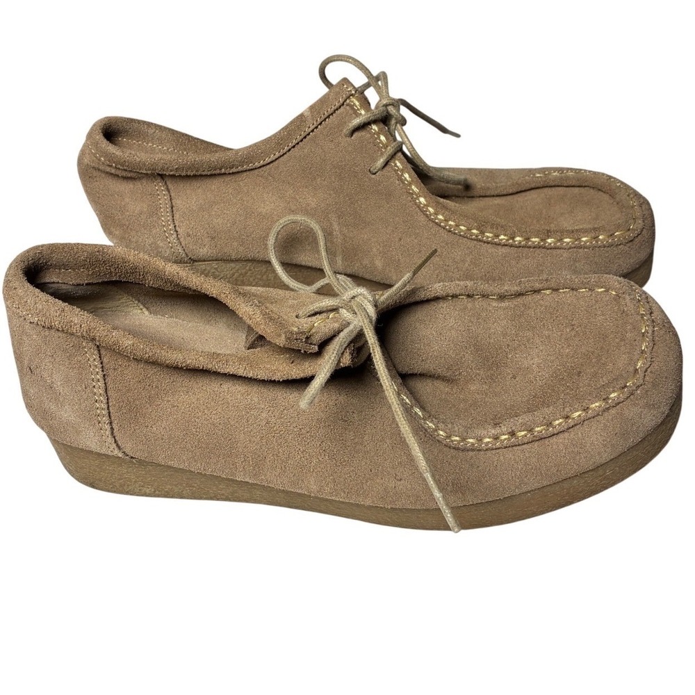Bjorndal Women's 8.5 Tan Suede Wallabee Moccasin Shoes Lace Up Moc Toe Spain